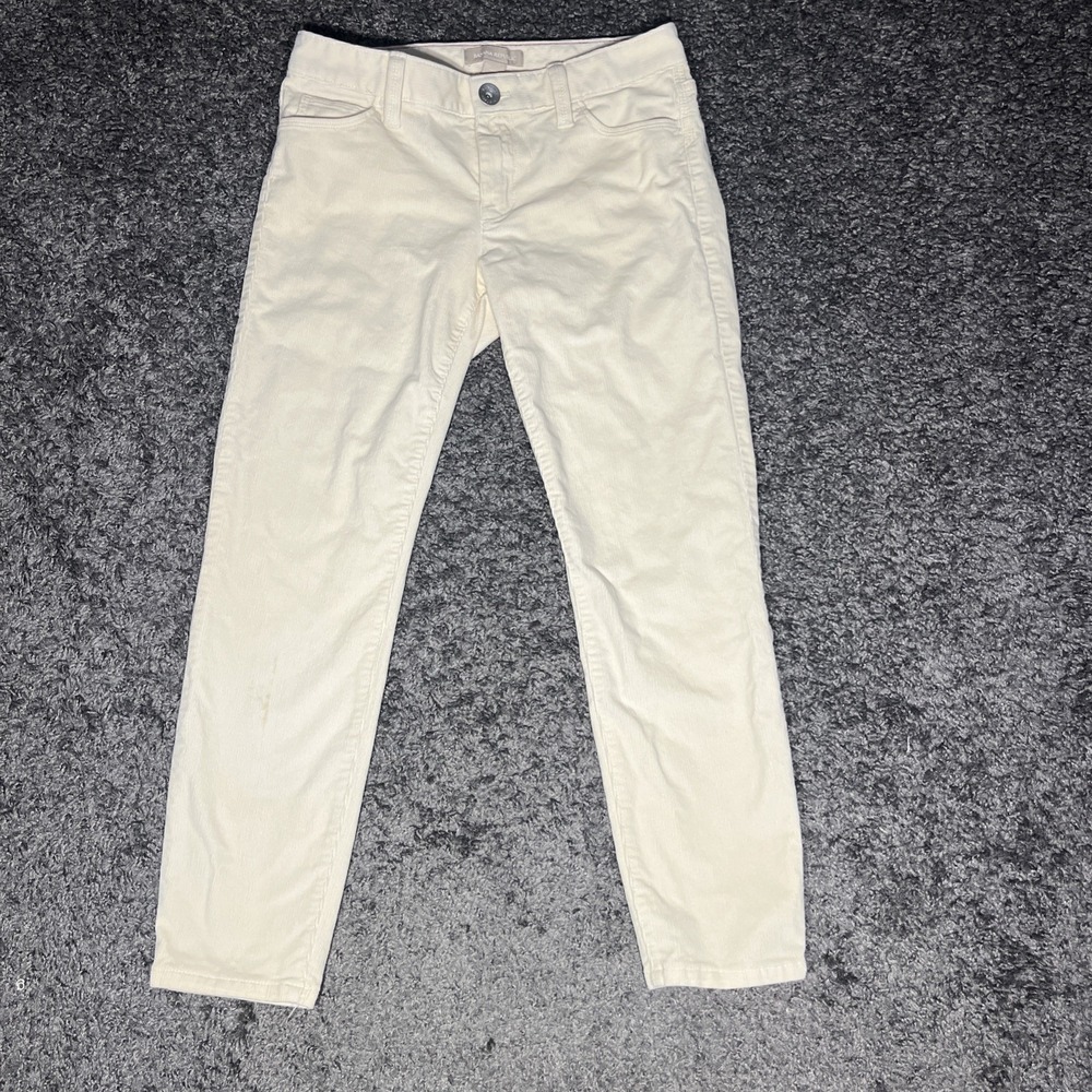 Banana Republic Size 25 Petite Cream Corduroy Skinny Ankle Pants 2013 Low‎ Rise